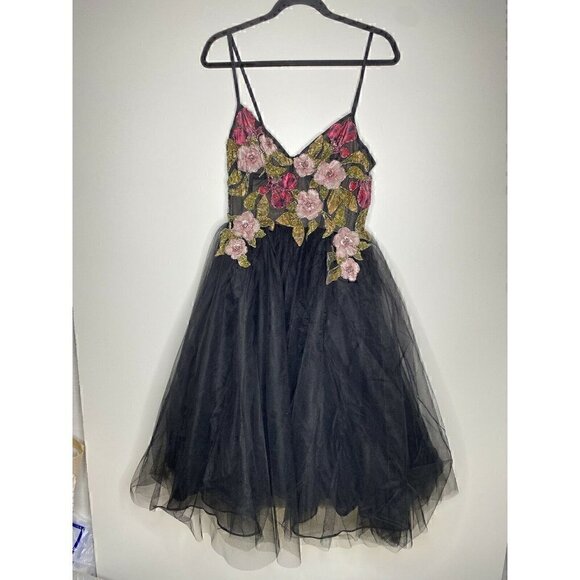 Patbo Cocktail Dress Size 12/44 Black Patricia Bonaldi Beaded Floral Bustier NEW - Picture 5 of 9
